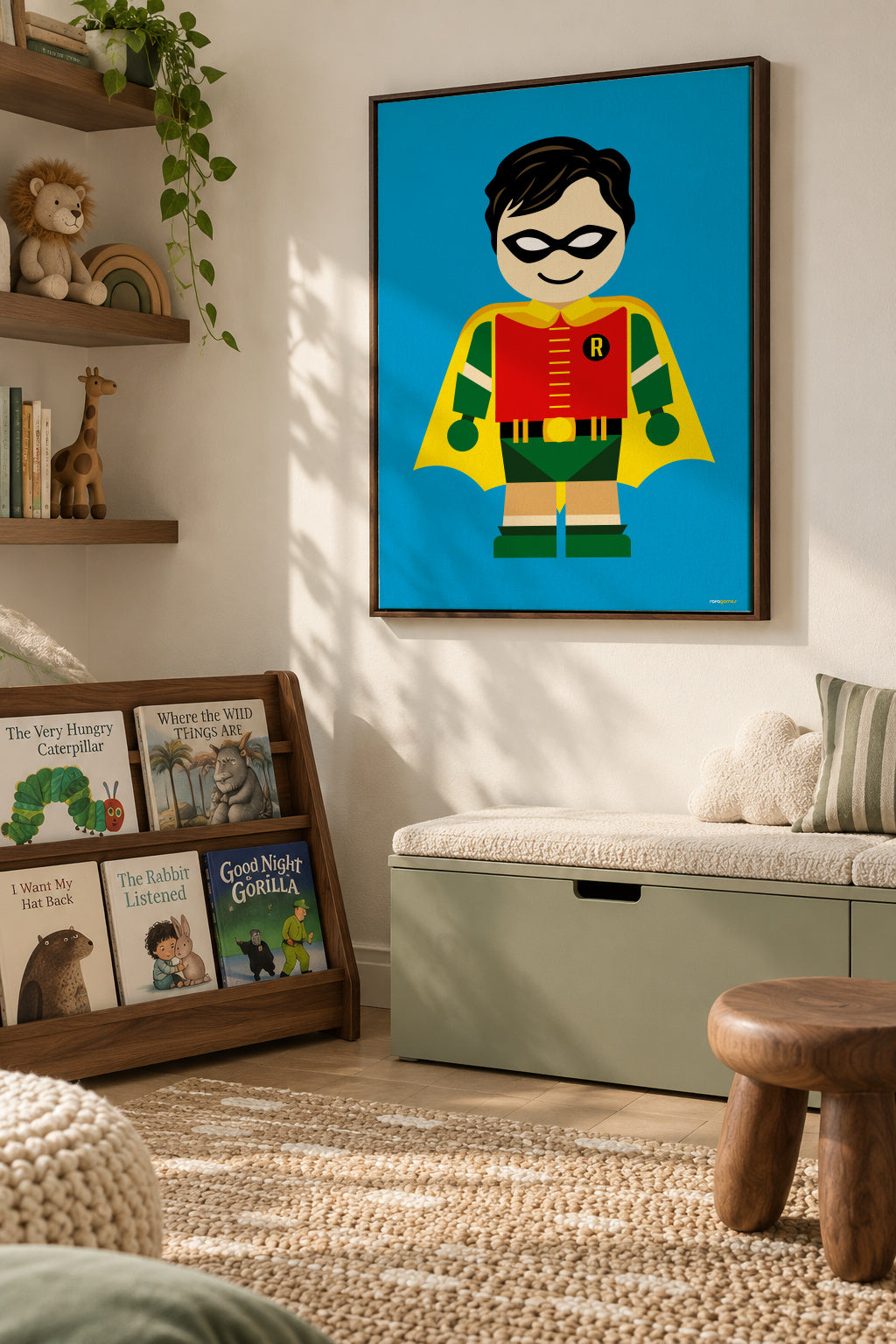 Toy Robin - Framed canvas in an interior
