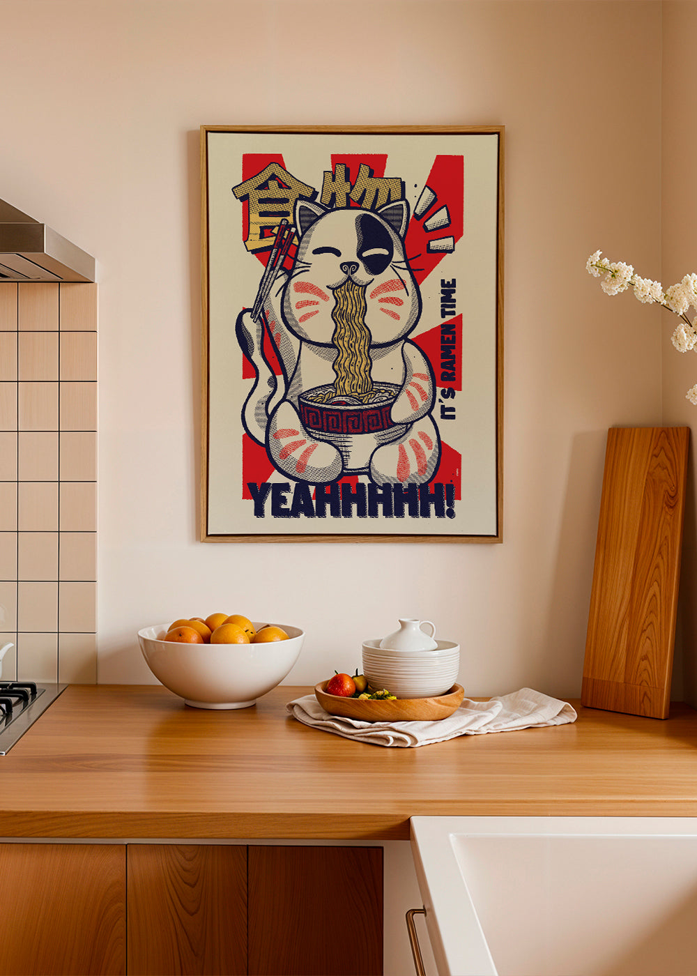Kökskonst: ramenkatt illustration