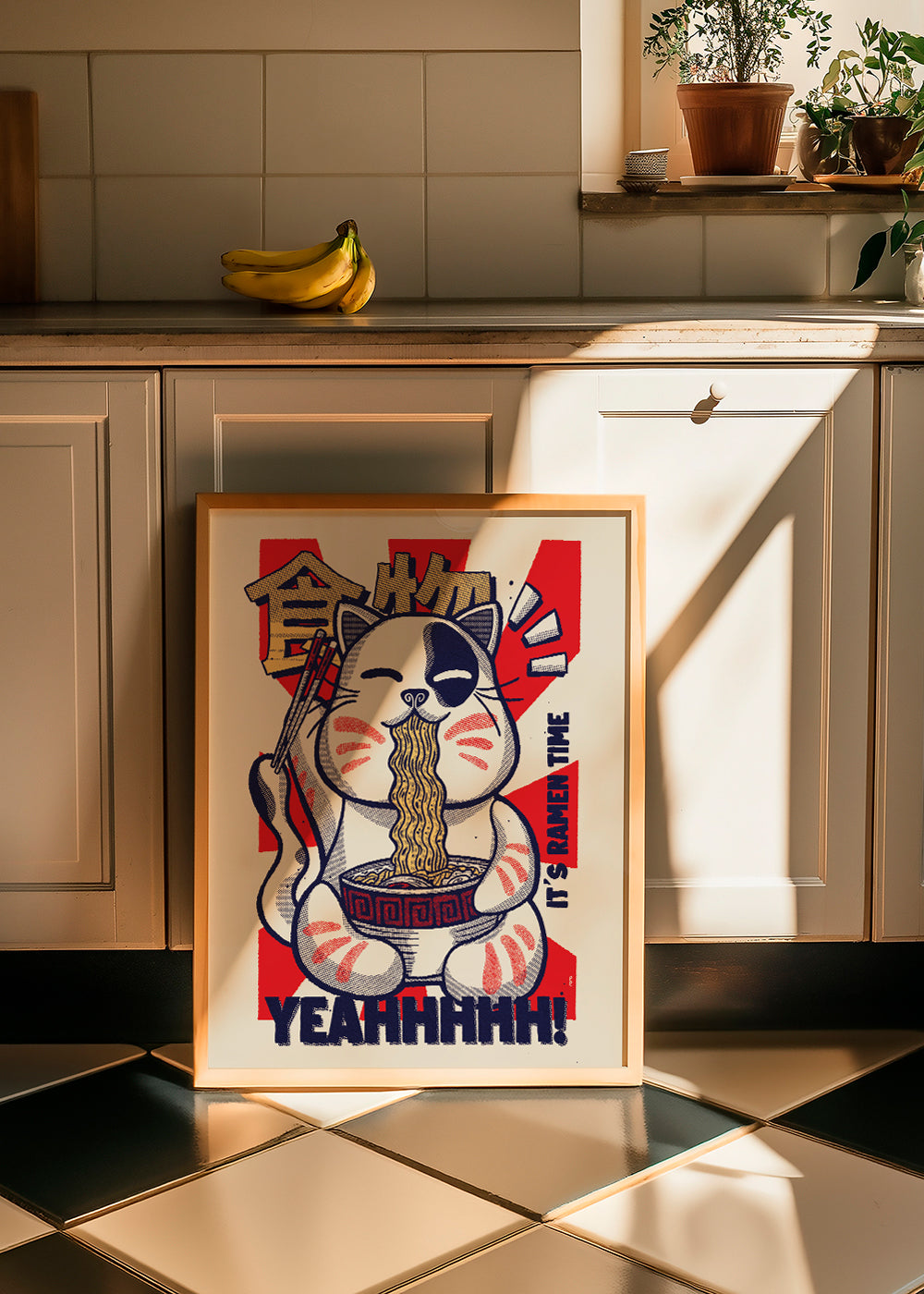 Kökskonst: ramenkatt illustration