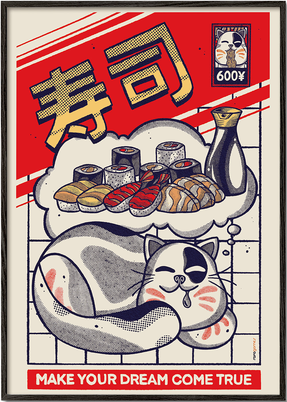 Kökskonst med sushi-katt