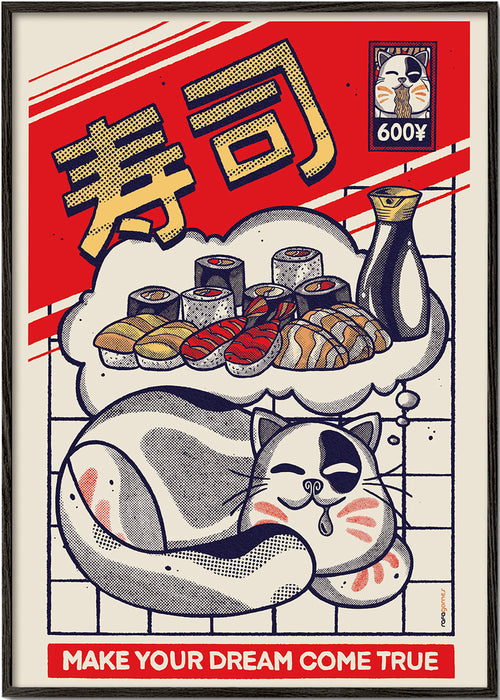 Kökskonst med sushi-katt