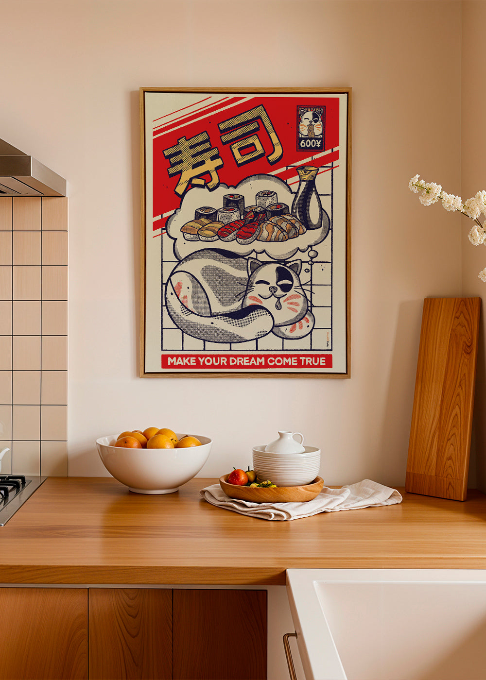 Kökskonst med sushi-katt