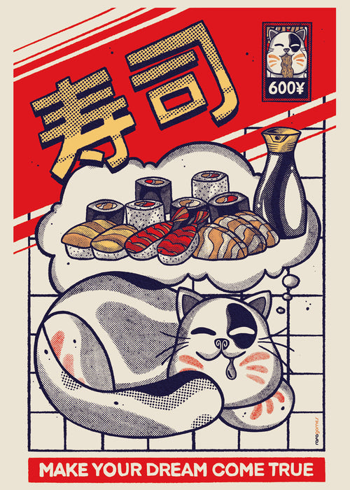 Kökskonst med sushi-katt