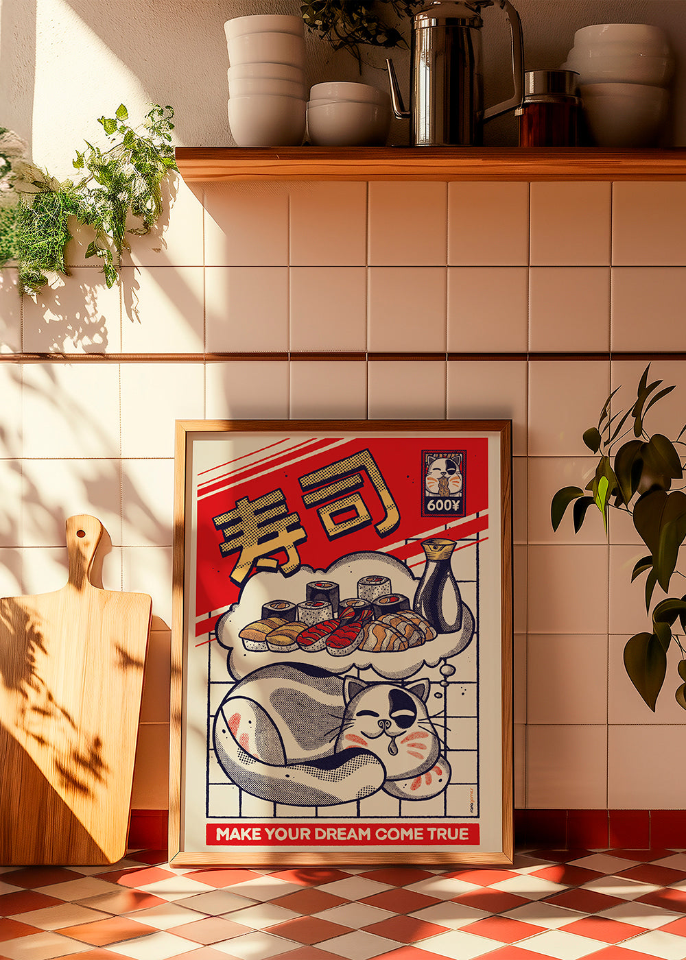 Kökskonst med sushi-katt