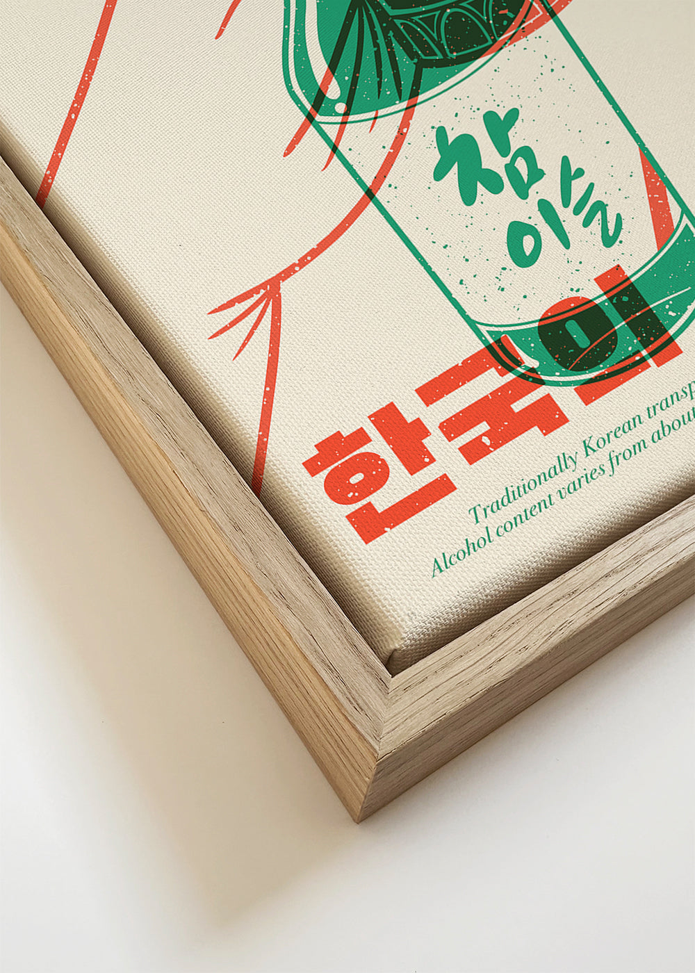 Kökskonst med illustrerad soju-flaska