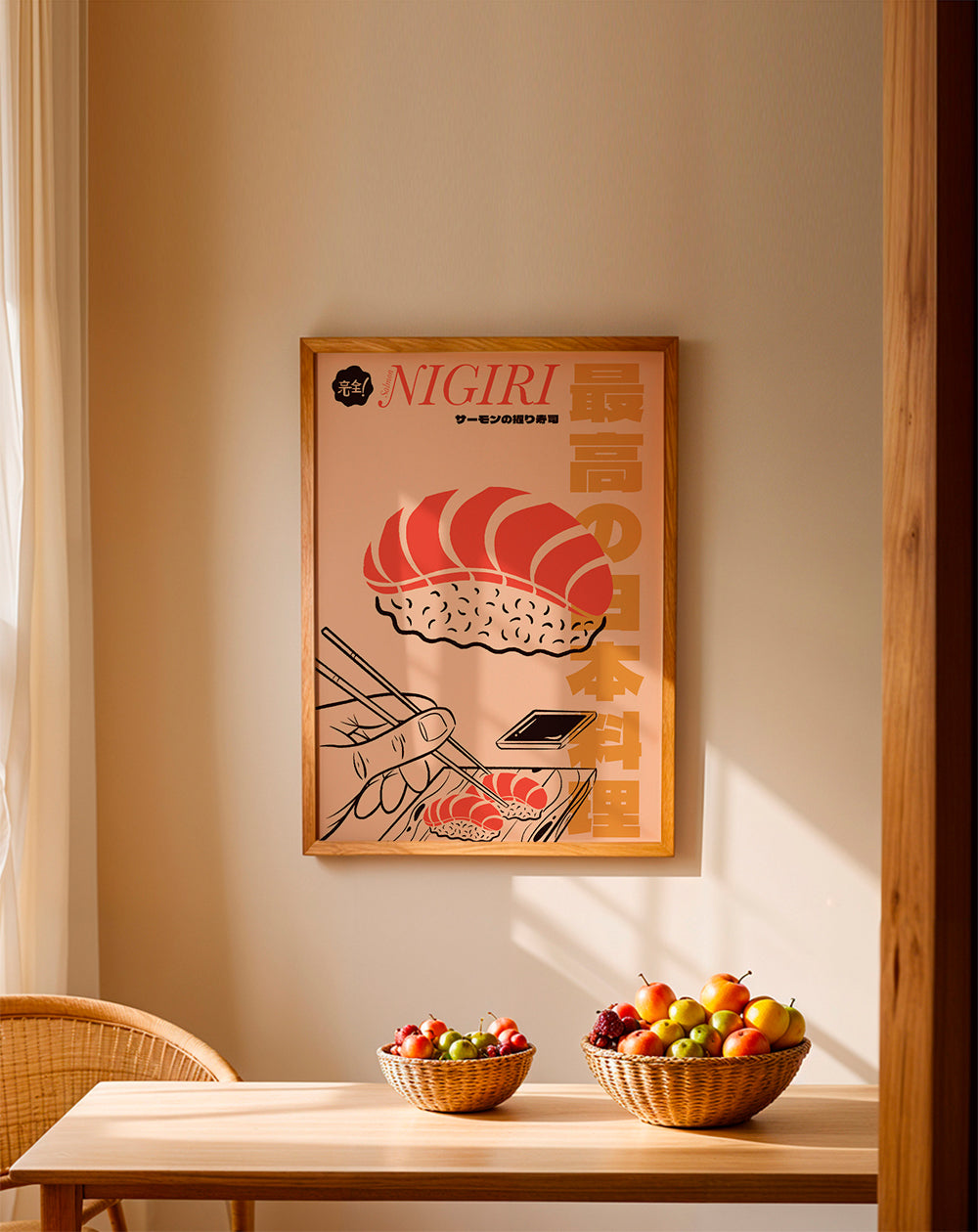 Kökskonst Nigiri lax poster