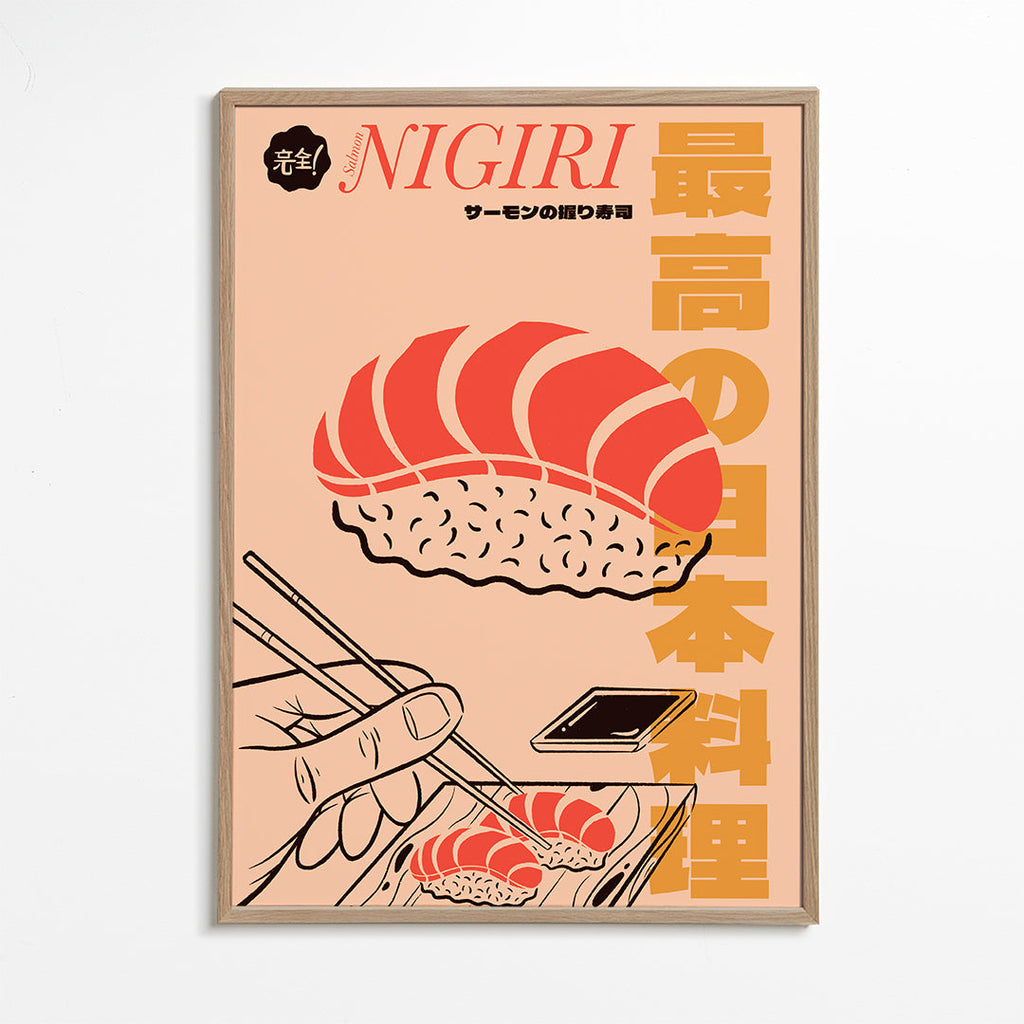 Kökskonst Nigiri lax poster