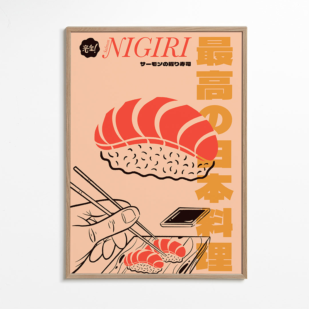 Kökskonst Nigiri lax poster
