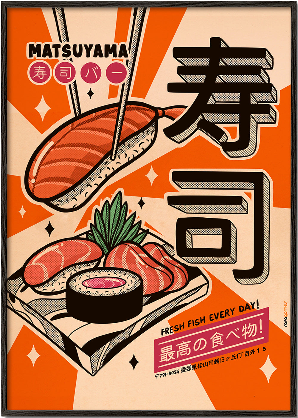 Kökskonst Sushi retro poster