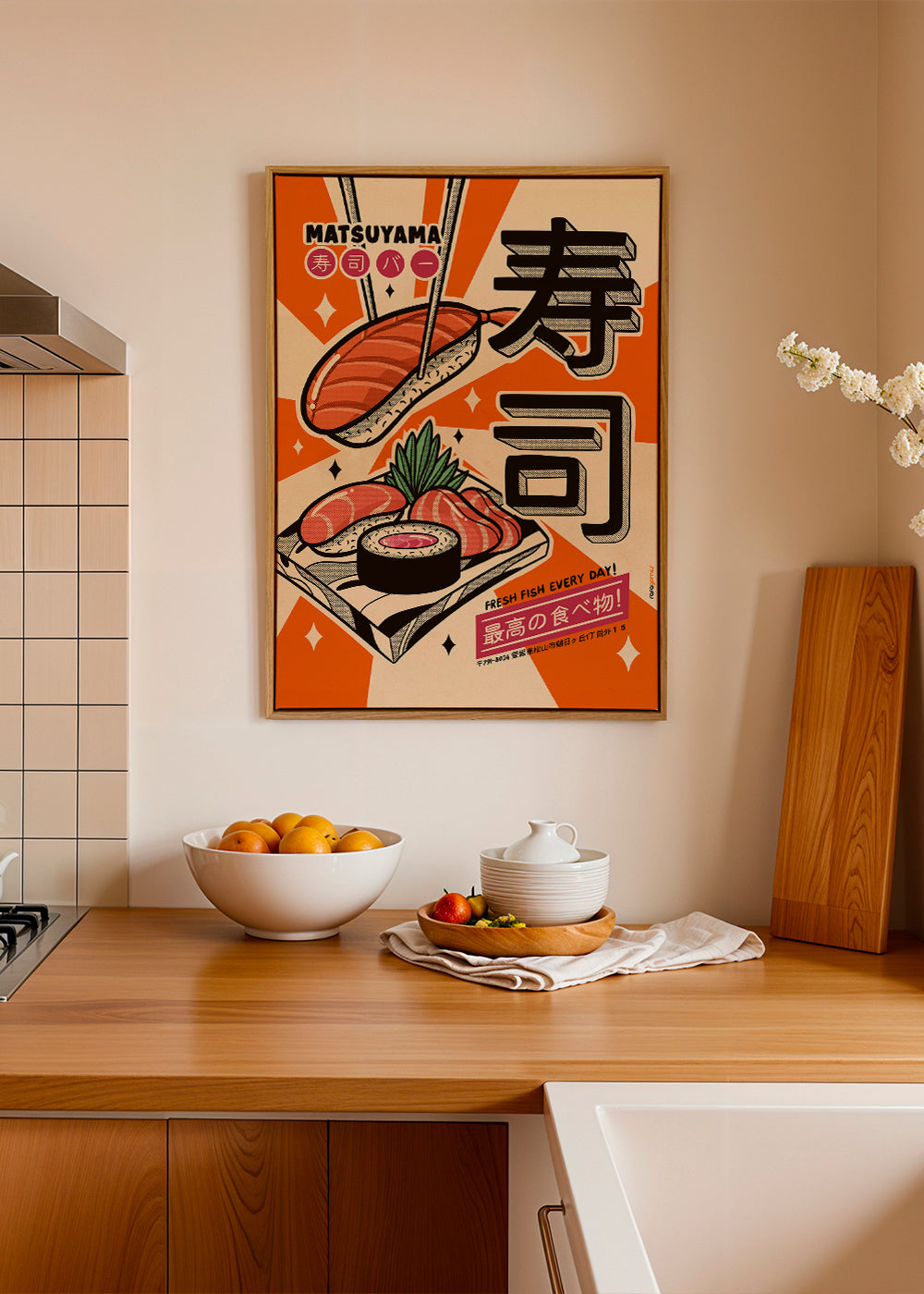 Kökskonst Sushi retro poster