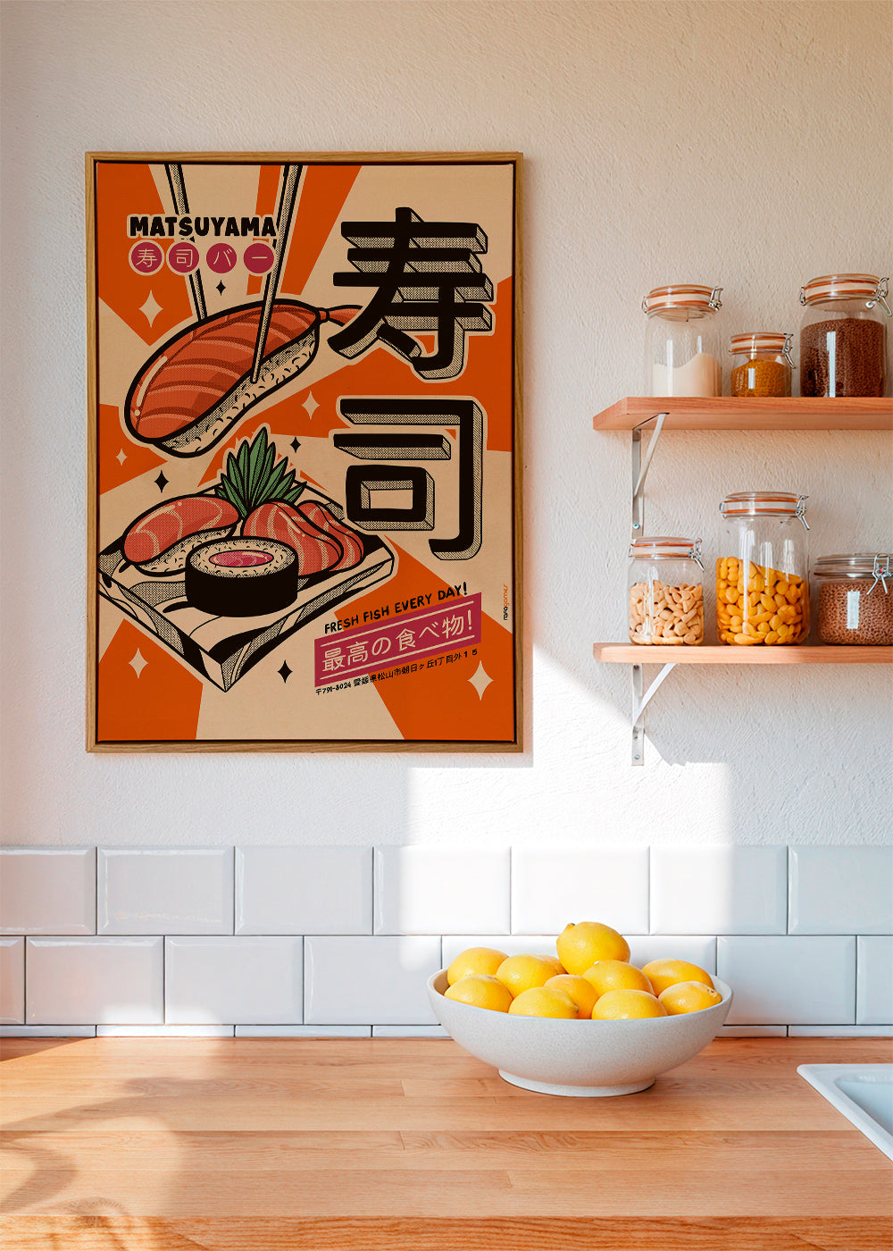 Kökskonst Sushi retro poster