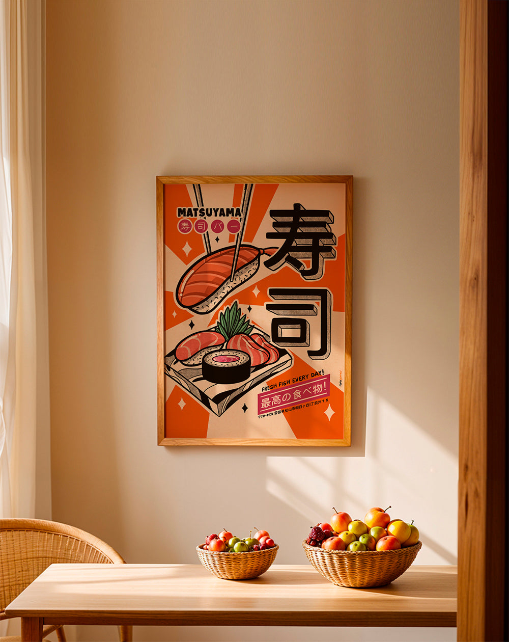 Kökskonst Sushi retro poster