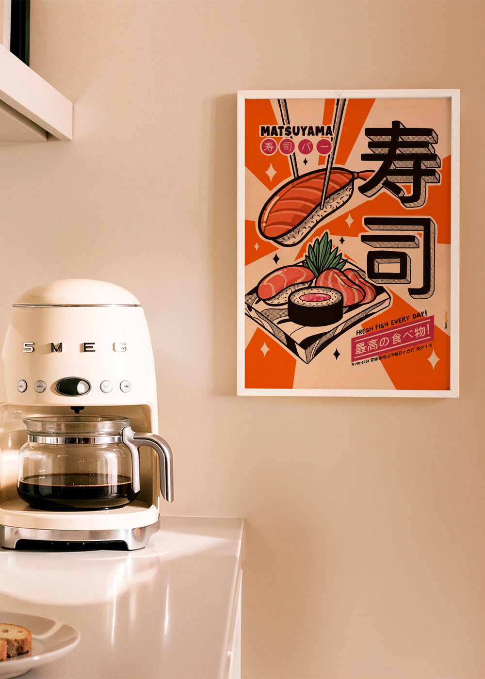 Kökskonst Sushi retro poster