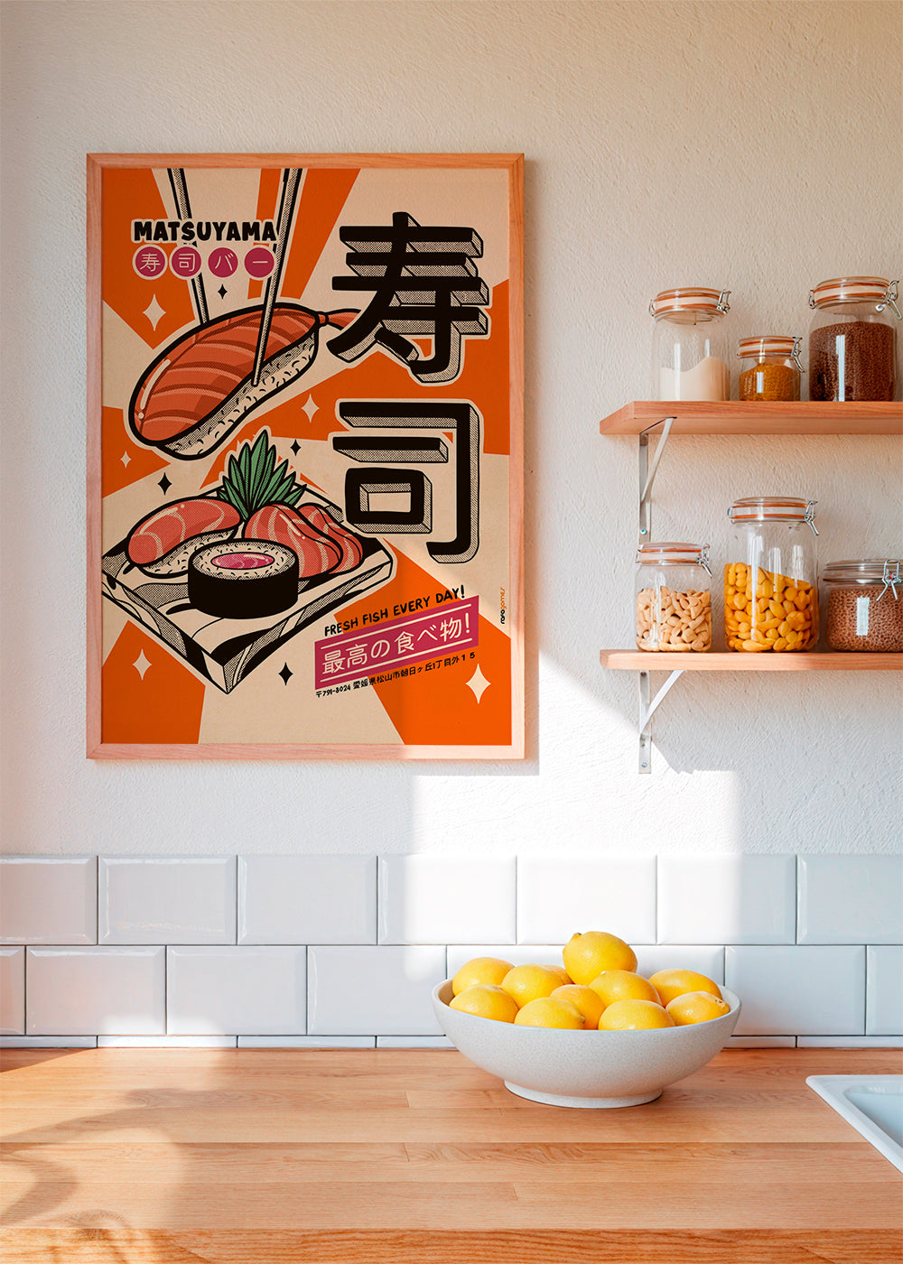 Kökskonst Sushi retro poster