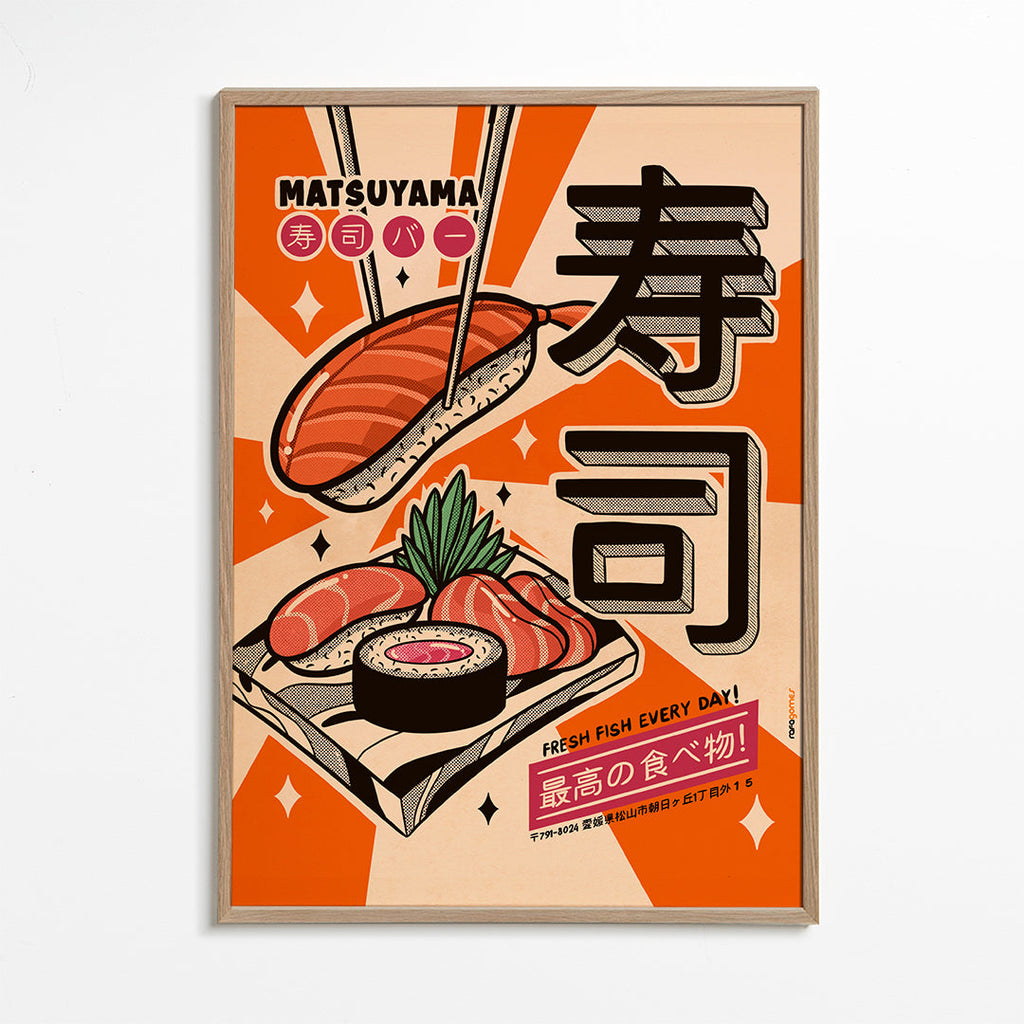 Kökskonst Sushi retro poster
