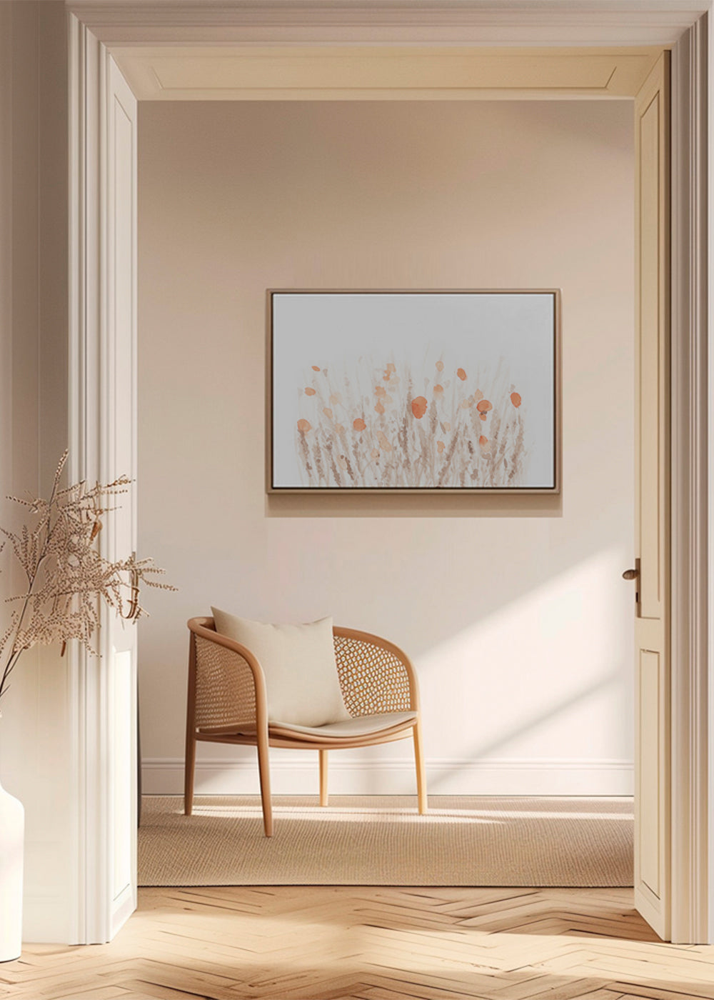 Botanisk poster med nätta torkade blommor