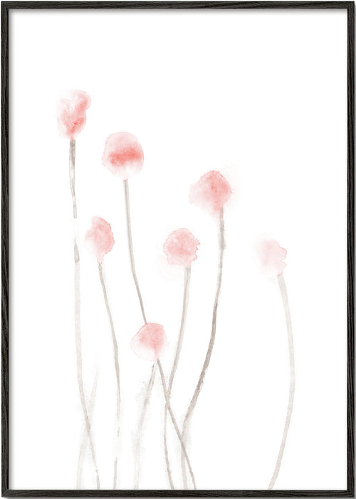 Botanisk poster med mjuka rosa blommor