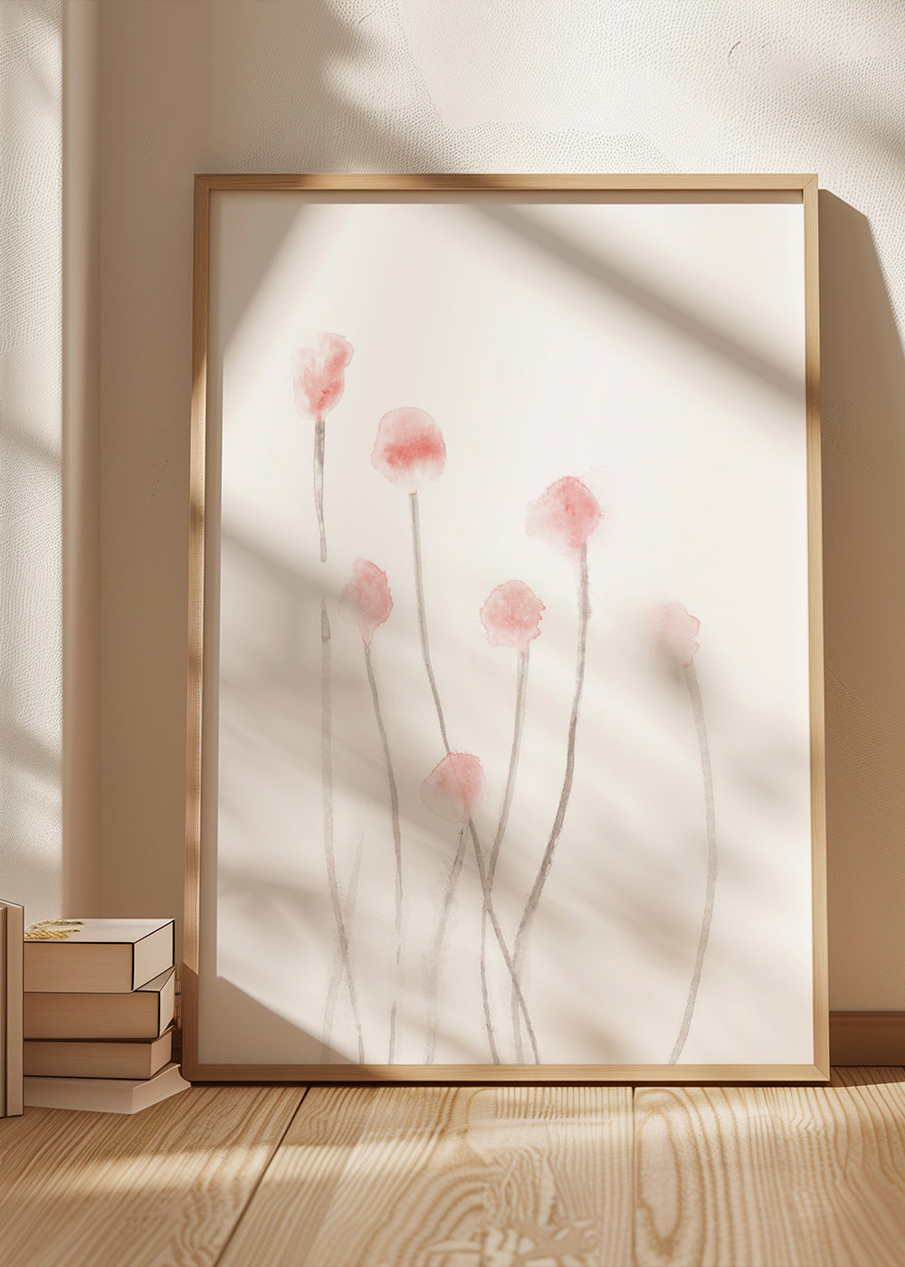 Botanisk poster med mjuka rosa blommor