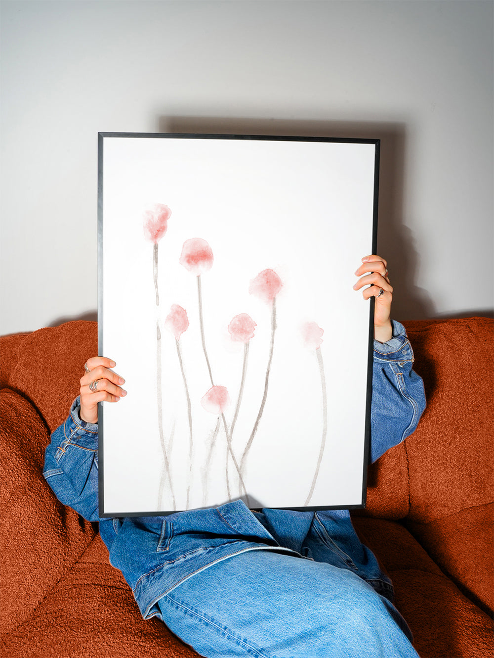 Botanisk poster med mjuka rosa blommor