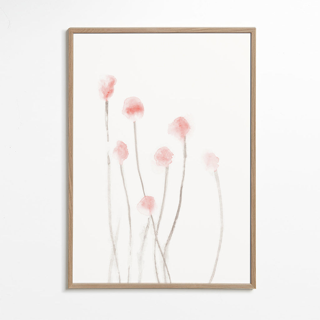 Botanisk poster med mjuka rosa blommor