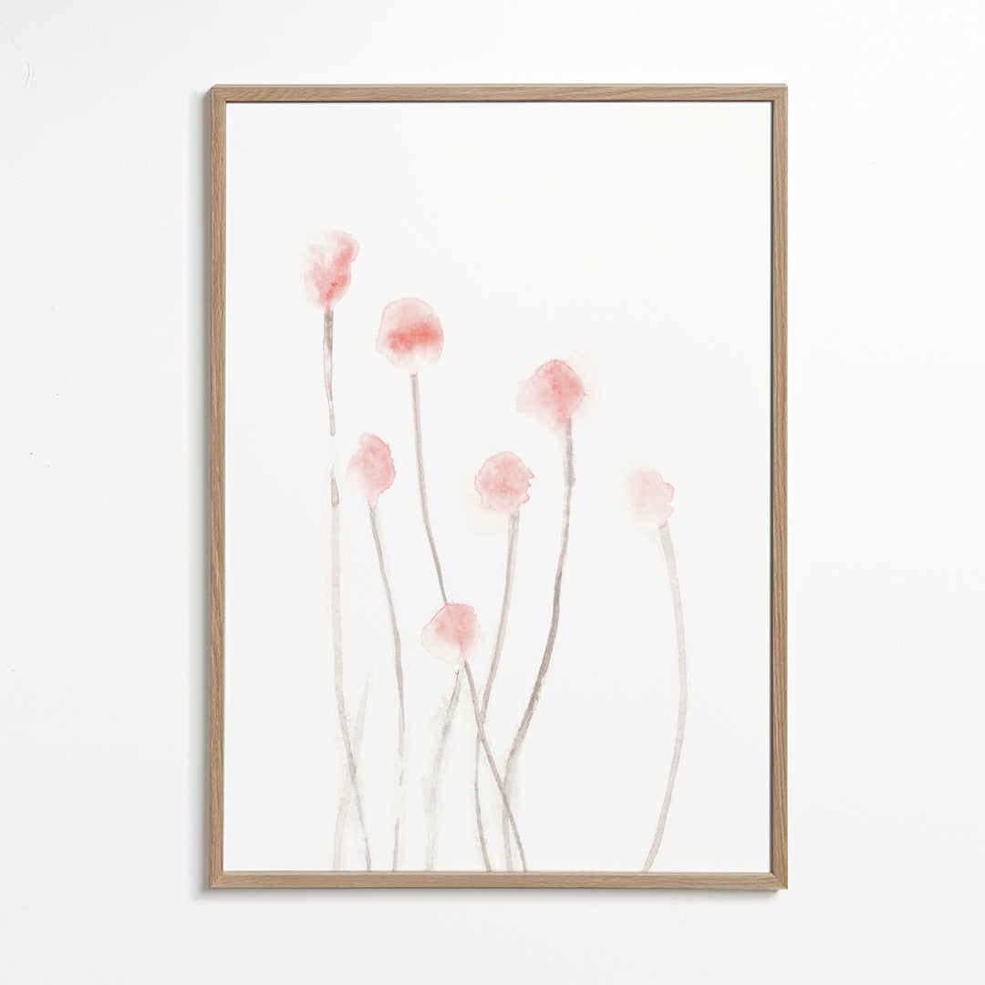 Botanisk poster med mjuka rosa blommor