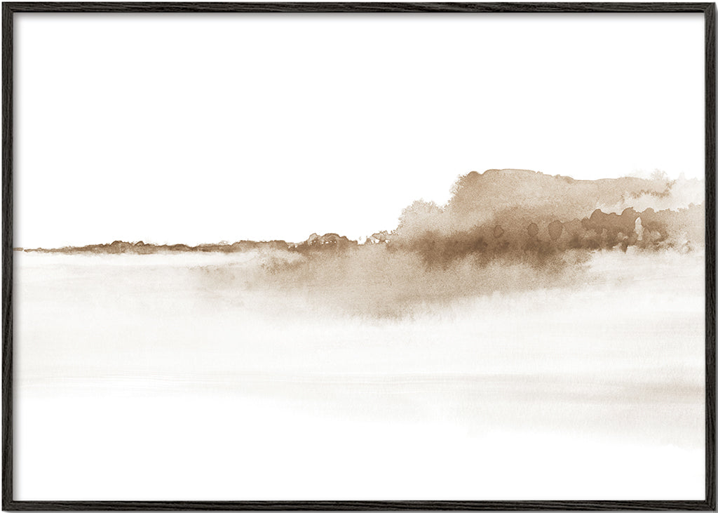 Sepia akvarellandskap minimalistiskt