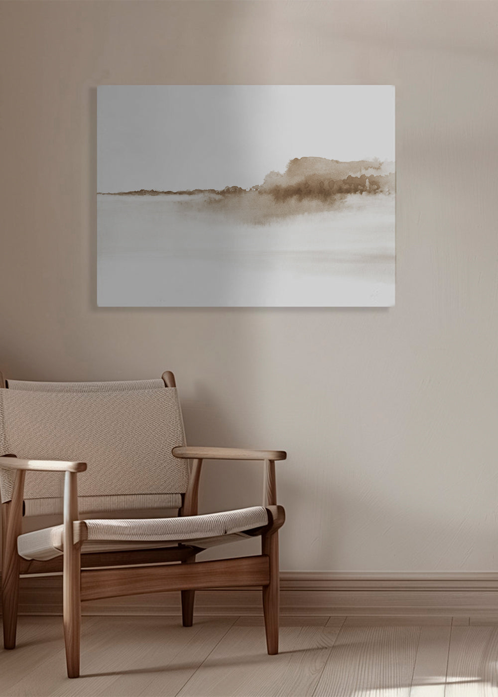 Sepia akvarellandskap minimalistiskt