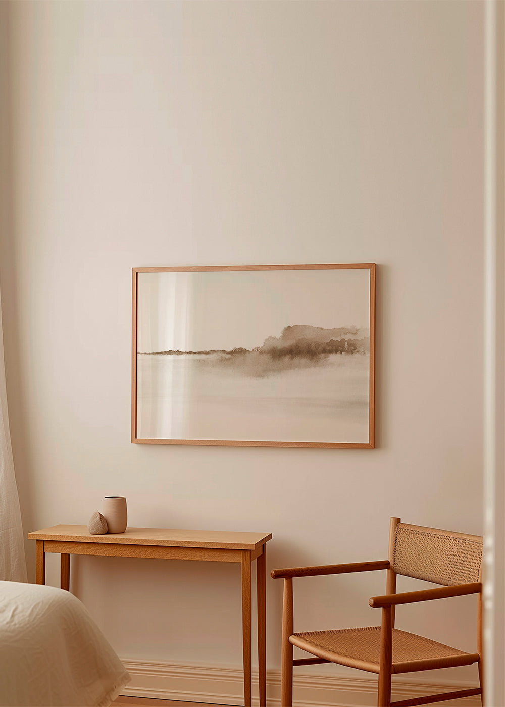 Sepia akvarellandskap minimalistiskt