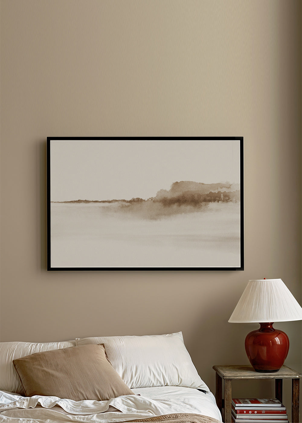 Sepia akvarellandskap minimalistiskt