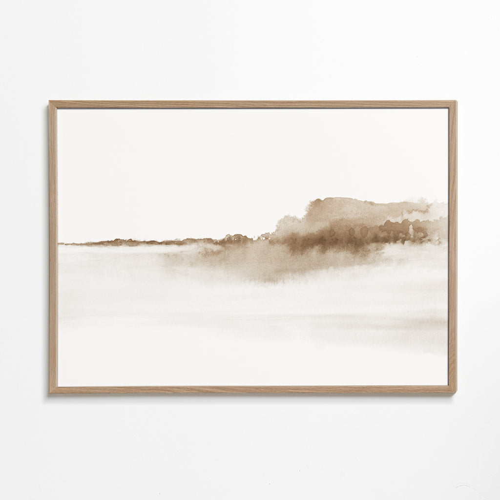 Sepia akvarellandskap minimalistiskt