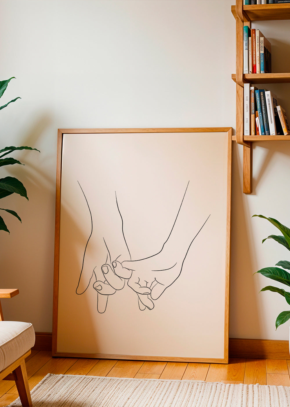 Illustration sammankopplade händer minimal