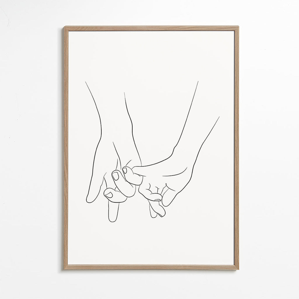 Illustration sammankopplade händer minimal