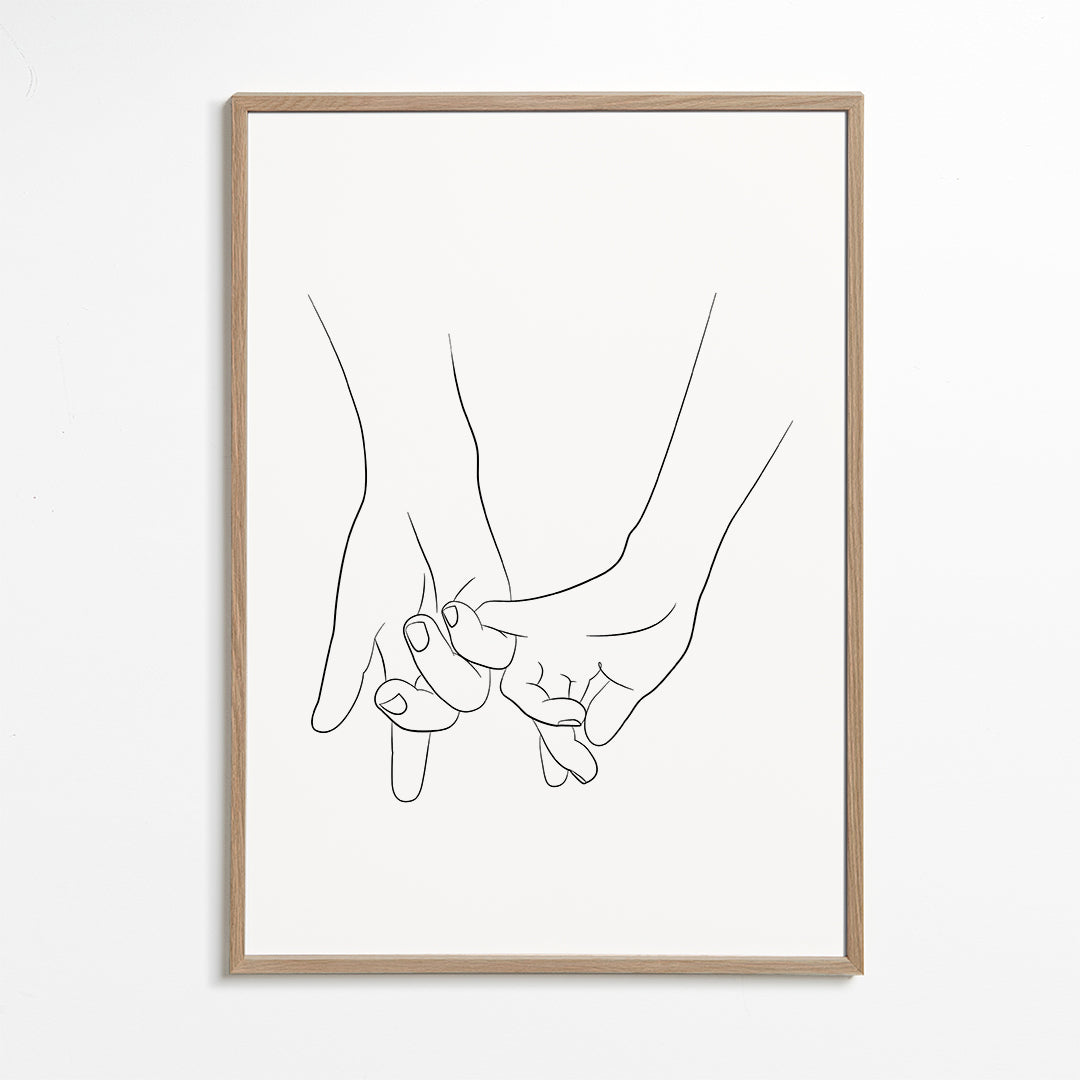 Illustration sammankopplade händer minimal