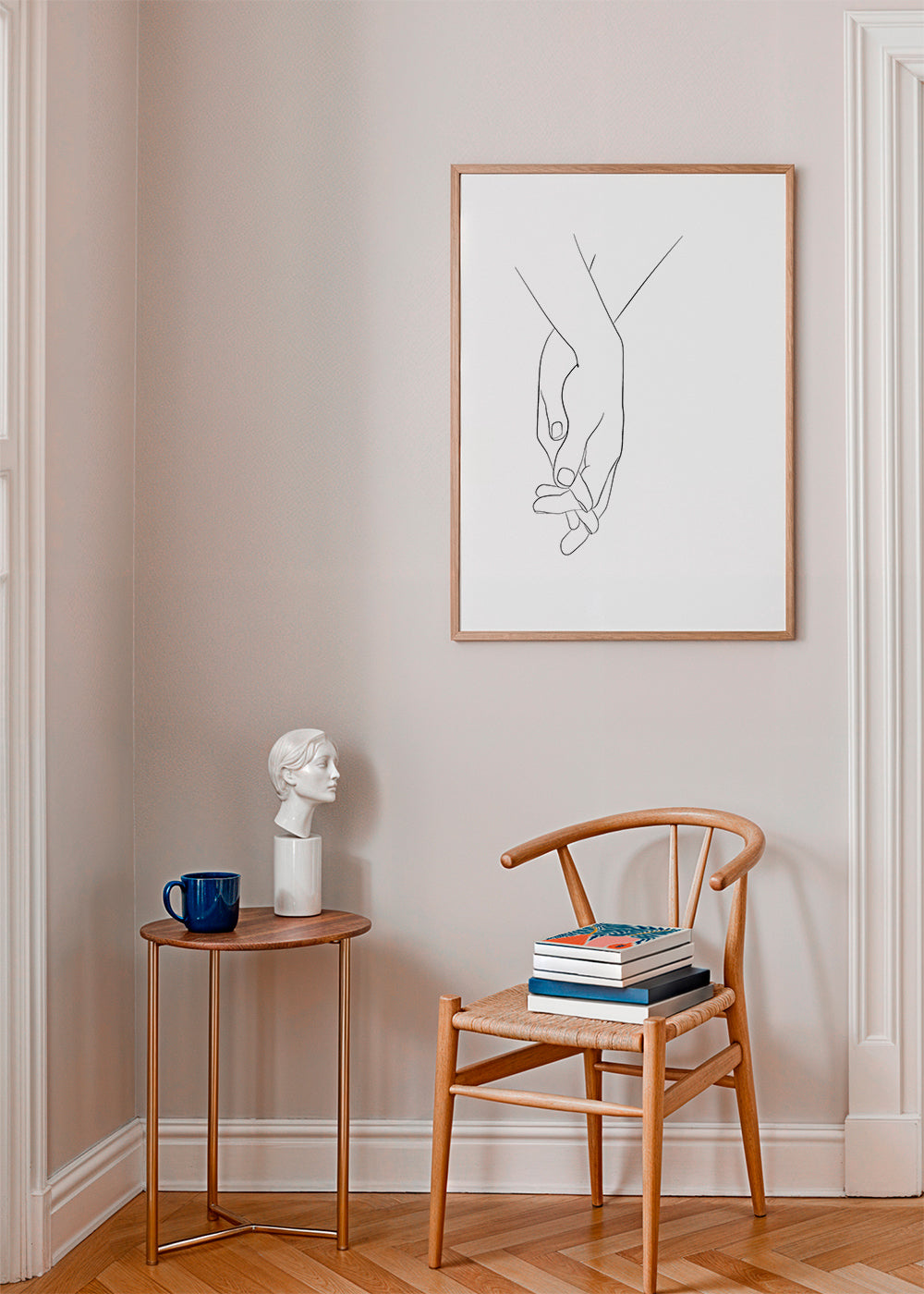 Illustration ihopflätade händer minimal