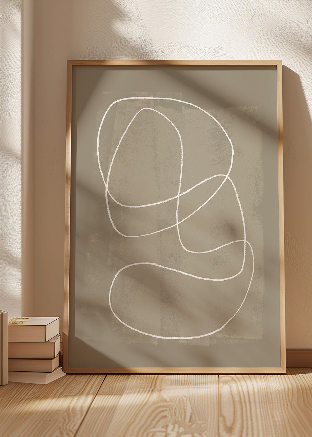 Minimalistiskt konstverk med vit linje