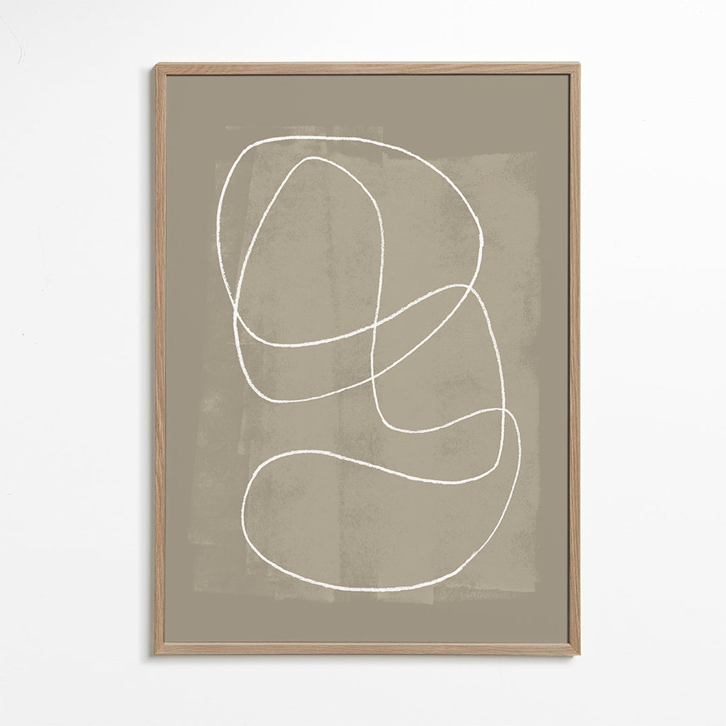 Minimalistiskt konstverk med vit linje