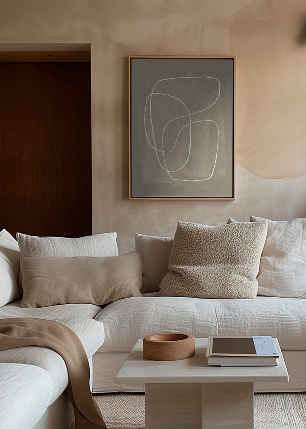 Minimalistisk design organiska linjer beige