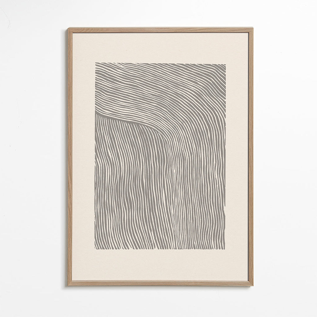 Minimalistisk affisch med vågiga linjer