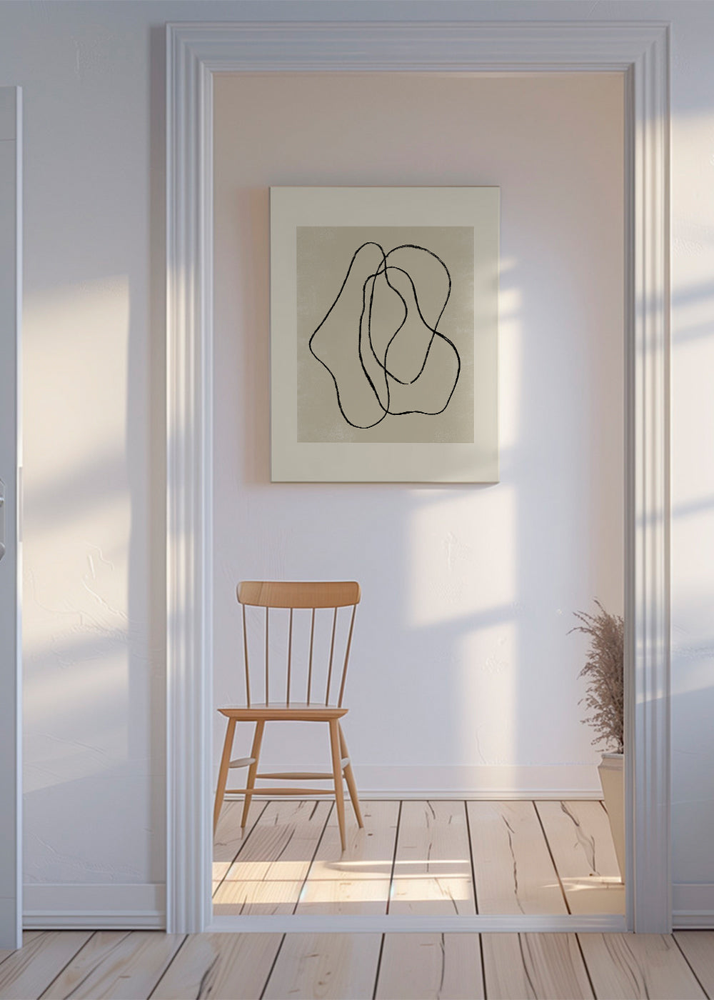 Minimalistisk tavla med organiska linjer