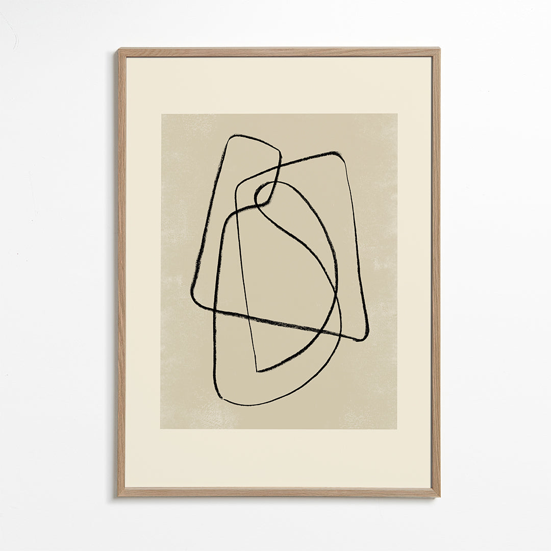 Minimalistisk print svarta streck på beige