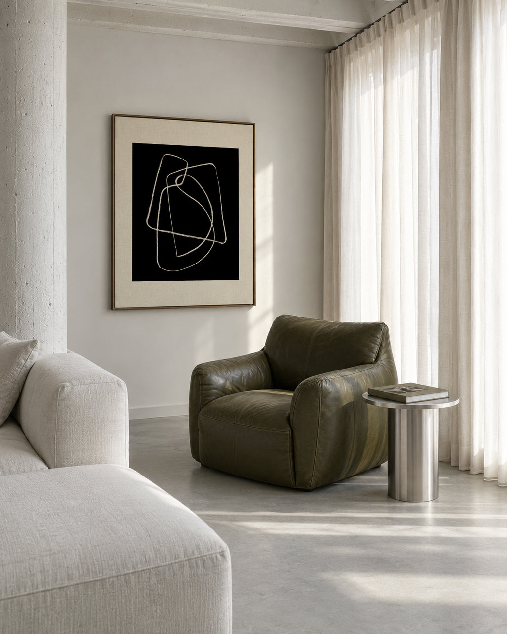 Pencil scribble Nº6 - Framed canvas in an interior