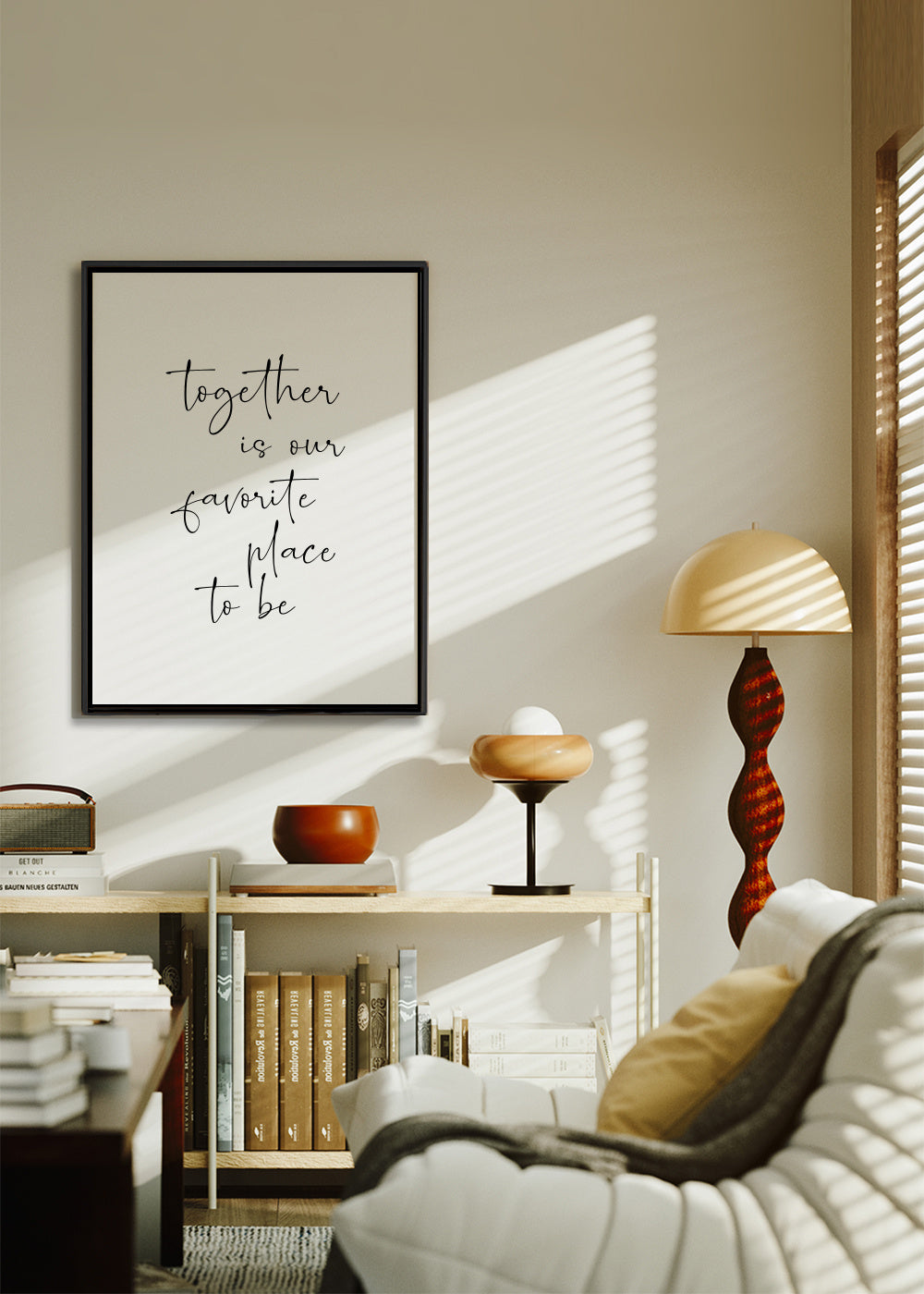 Together is our favourite place to be - Framed canvas in an interior