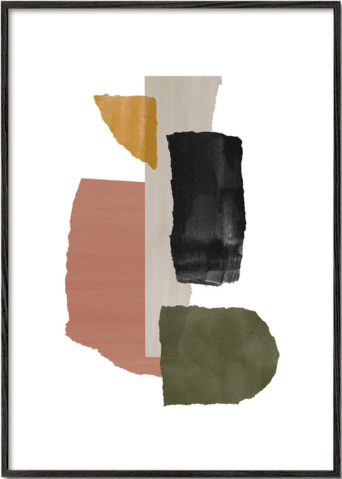 Abstrakt verk med texturerade fragment