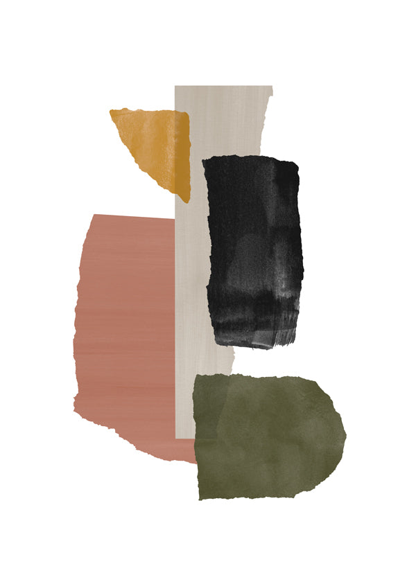 Abstrakt verk med texturerade fragment