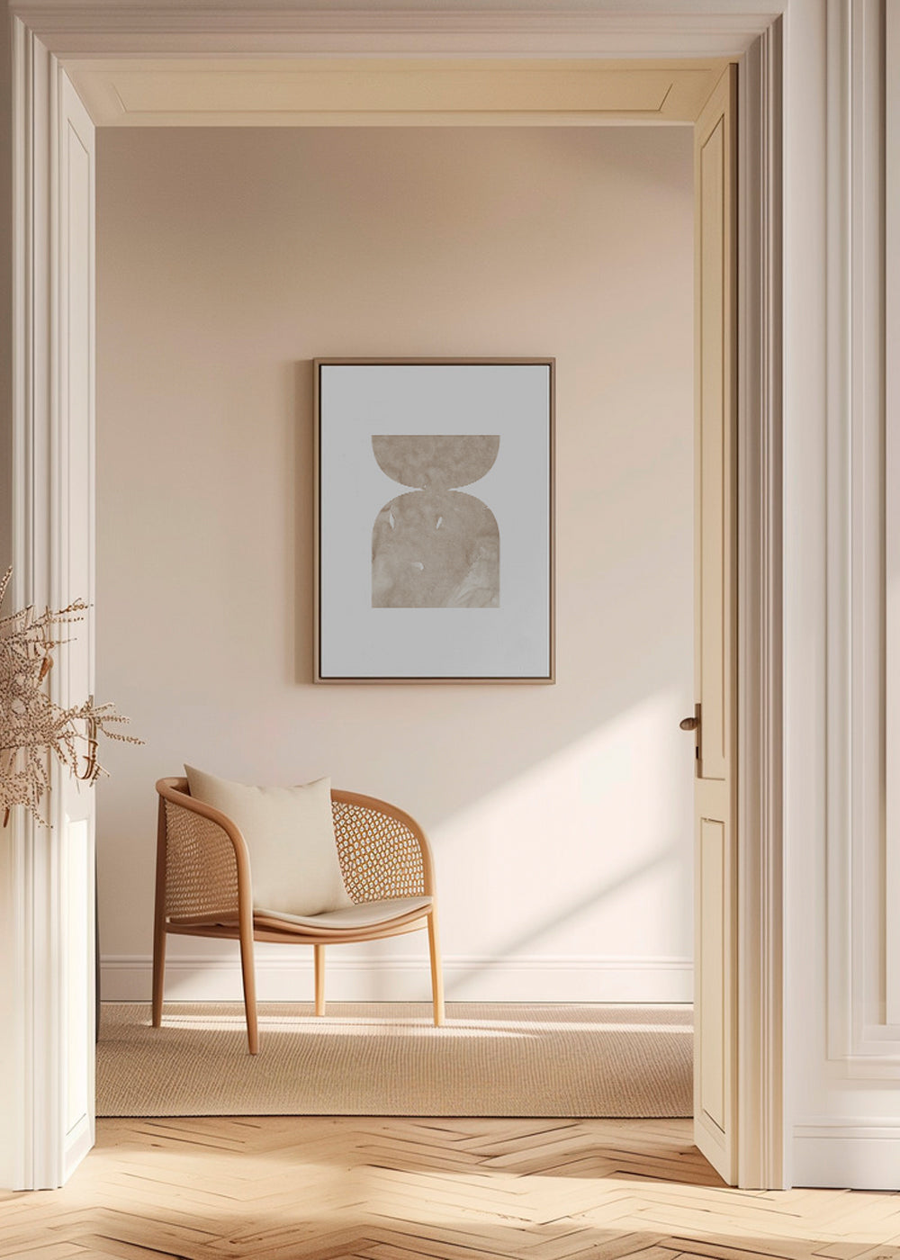 Abstrakt tavla beige akvarellformer