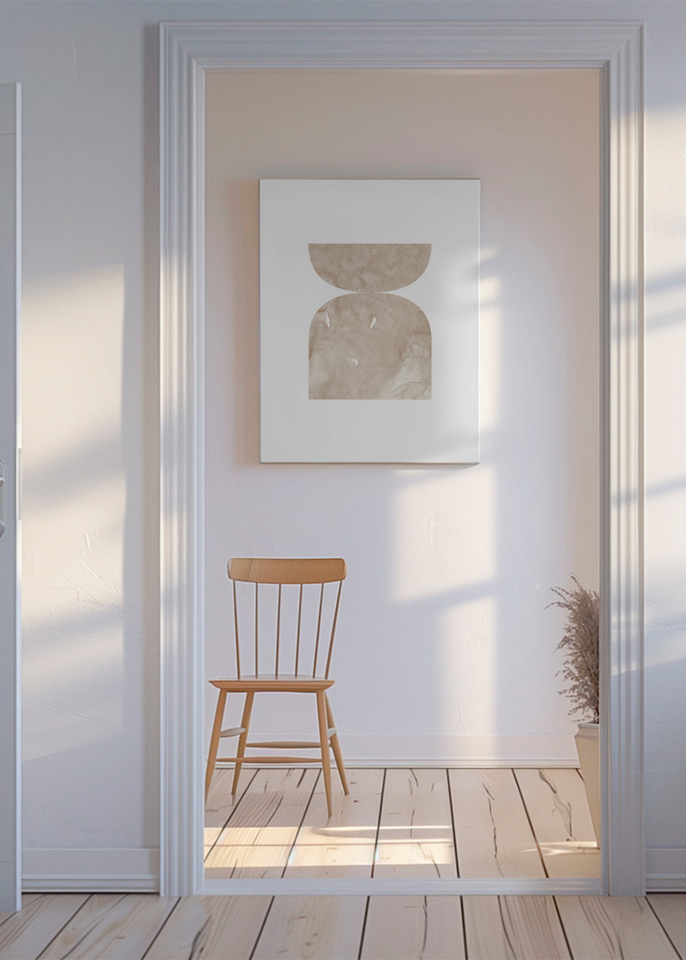 Abstrakt tavla beige akvarellformer
