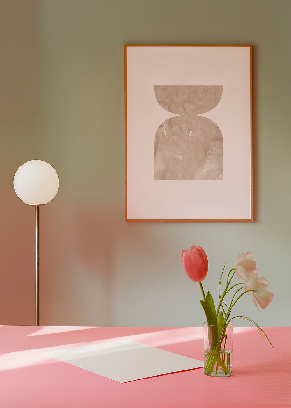 Abstrakt tavla beige akvarellformer