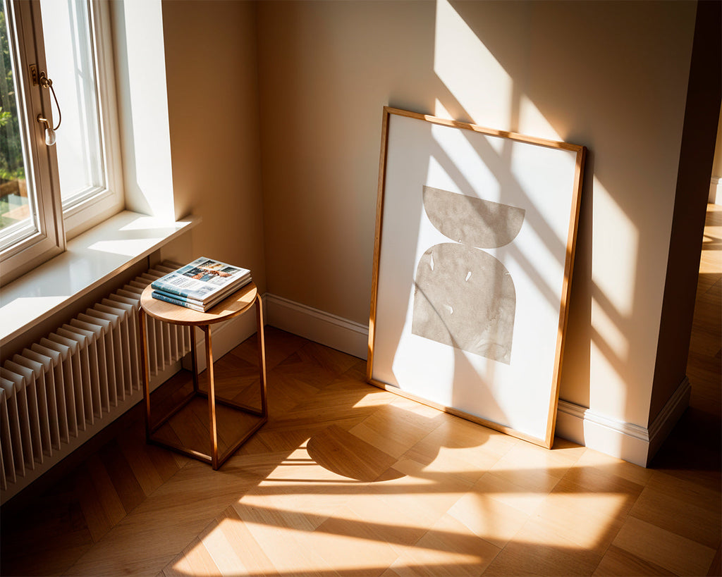 Abstrakt tavla beige akvarellformer