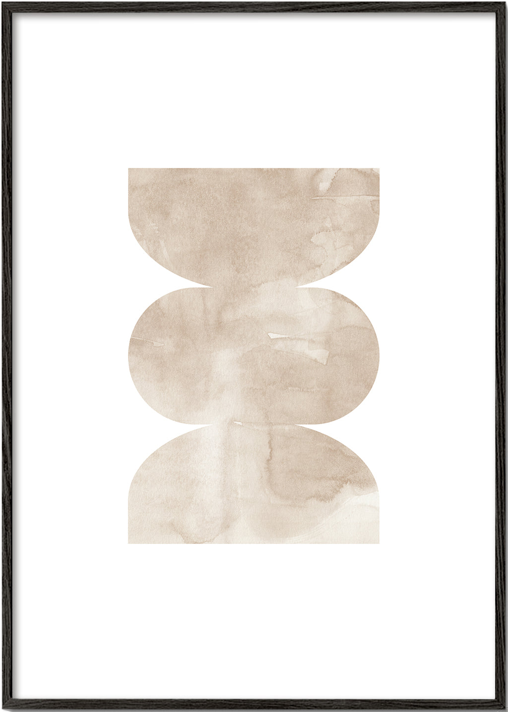 Abstrakt konstverk beige med staplade former