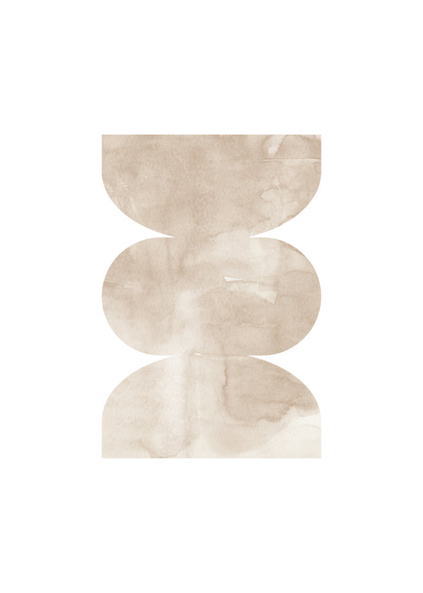 Abstrakt konstverk beige med staplade former